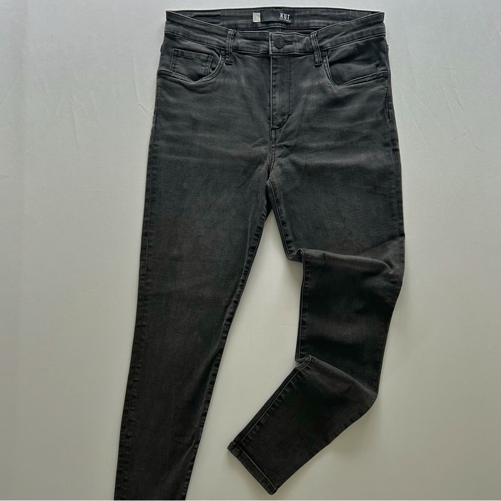KUT from the Kloth Mia Toothpick Skinny Jeans Black Wash Stretch Denim Size 8